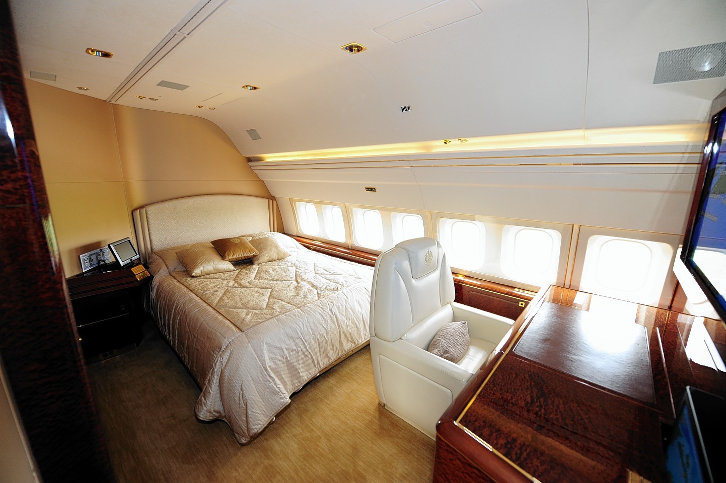A double bed on Donald Trump's luxury jet